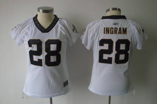 Saints #28 Mark Ingram White Women's Field Flirt Stitched NFL Jersey